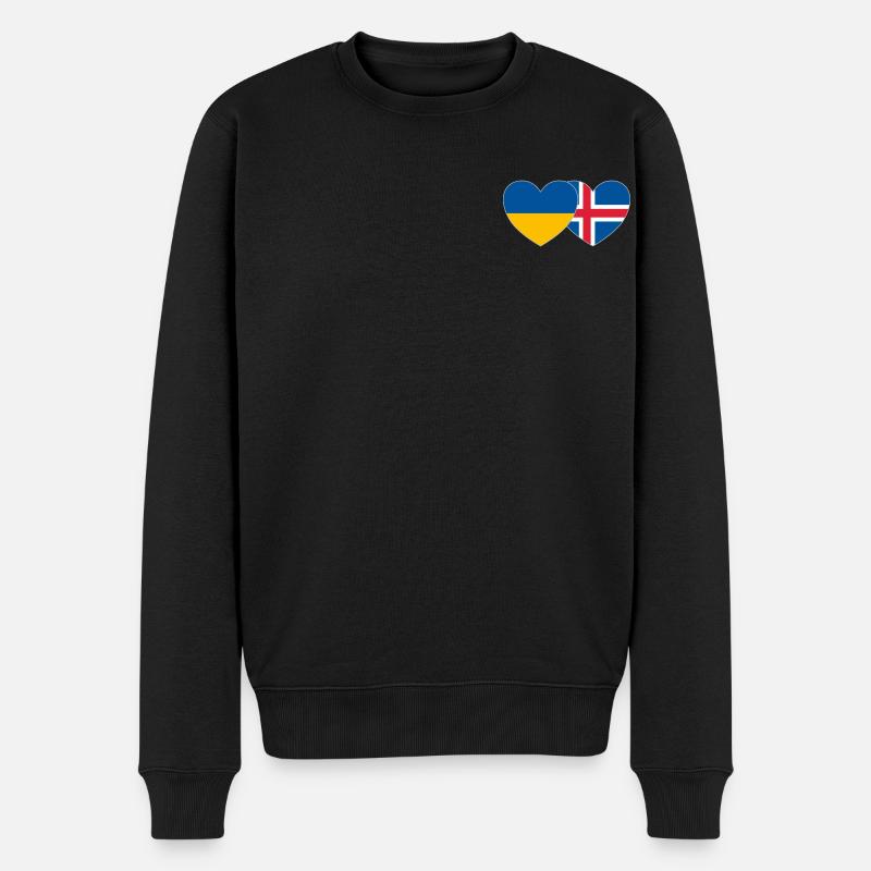 Ukraine Islande Drapeau Cœur - Pull Premium bio Homme - noir