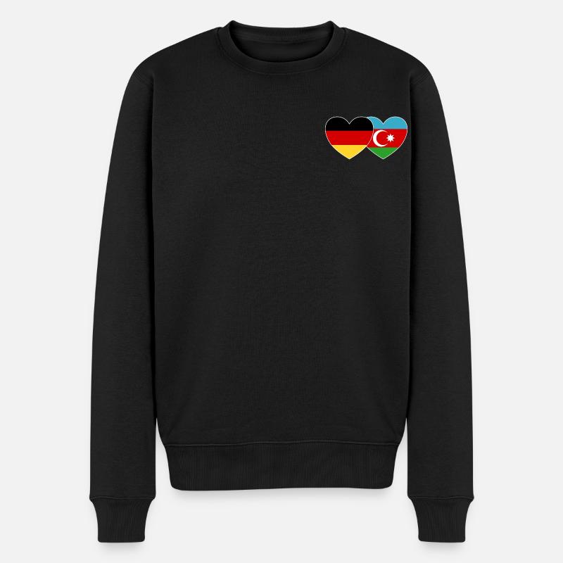 Deutschland Aserbaidschan Flagge Herz - Männer Premium Bio Pullover - Schwarz