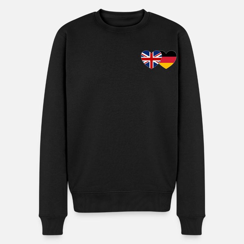 Royaume-Uni, Allemagne, Drapeau, Cœur - Pull Premium bio Homme - noir