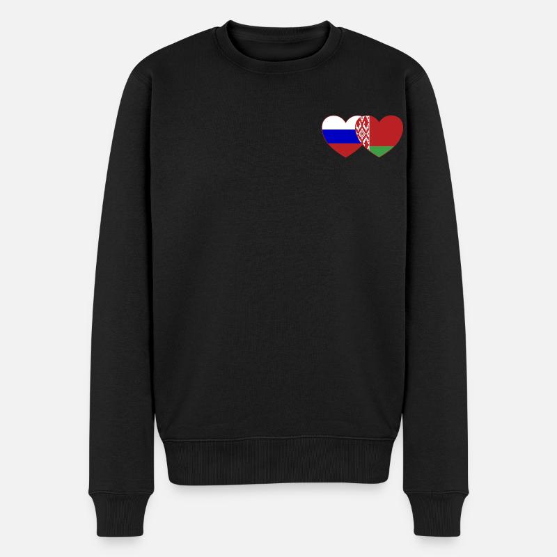 Russie Biélorussie Drapeau Cœur - Pull Premium bio Homme - noir