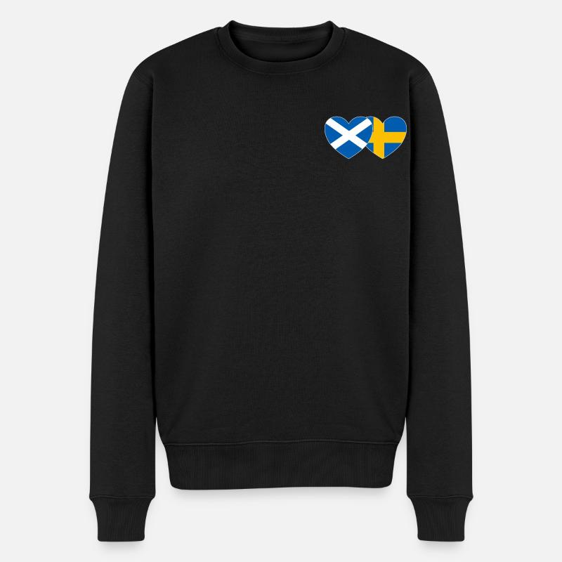 Ecosse Suède Drapeau Large Coeur - Pull Premium bio Homme - noir