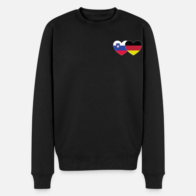Slovénie Allemagne Drapeau Coeur - Pull Premium bio Homme - noir