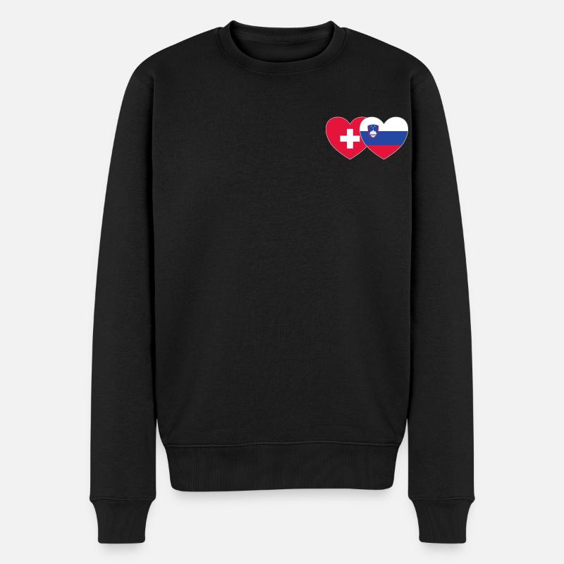 Suisse Slovénie Drapeau Cœur - Pull Premium bio Homme - noir