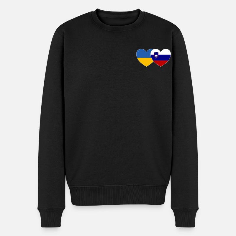 Ukraine Slovénie Drapeau Cœur - Pull Premium bio Homme - noir