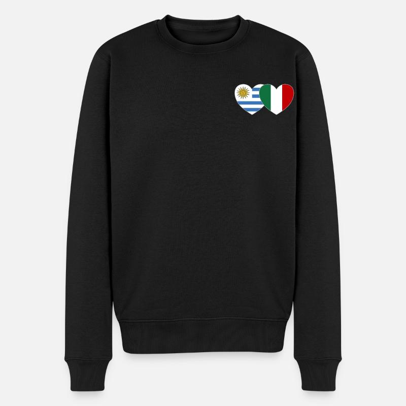 Uruguay Italie Drapeau Coeur - Pull Premium bio Homme - noir