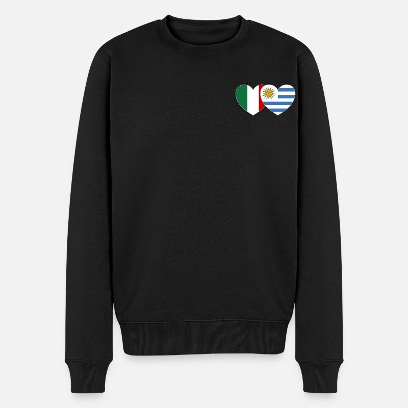 Italie Uruguay Drapeau Coeur - Pull Premium bio Homme - noir