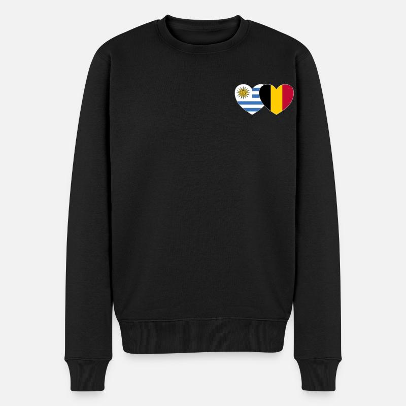 Uruguay Belgique Flag Heart - Pull Premium bio Homme - noir