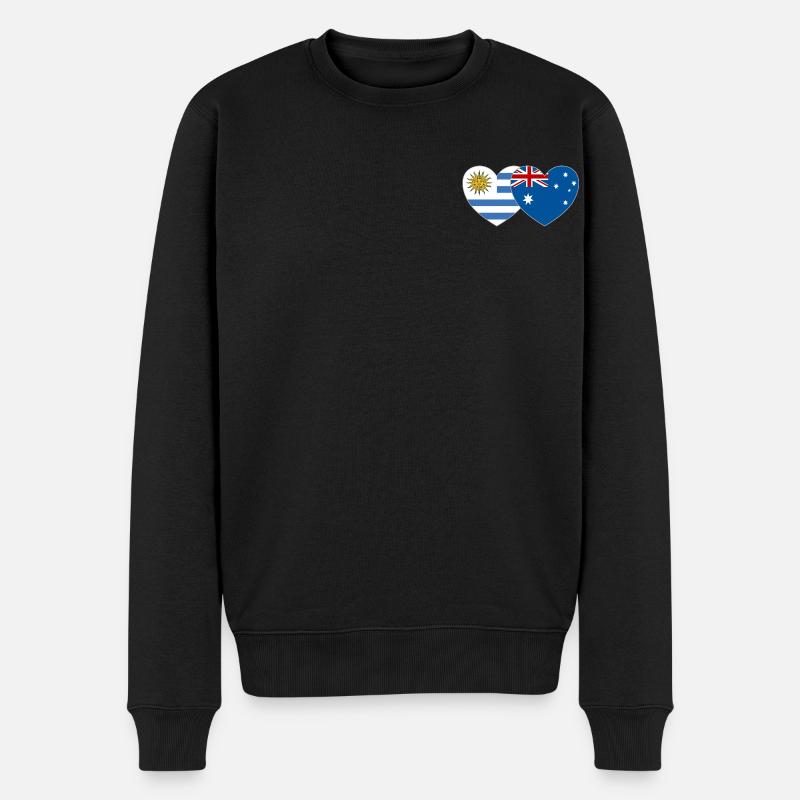 Uruguay Australien Flagge Herz - Männer Premium Bio Pullover - Schwarz