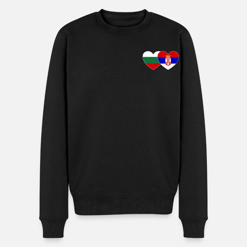 Bulgarie Serbie Drapeau Cœur - Pull Premium bio Homme - noir