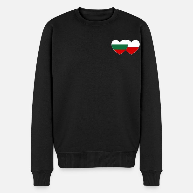 Bulgarie Pologne Drapeau Cœur - Pull Premium bio Homme - noir