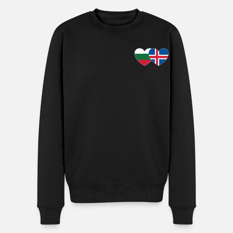 Bulgarie Islande Drapeau Coeur - Pull Premium bio Homme - noir