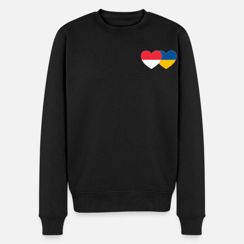 Indonésie Ukraine Flag Heart - Pull Premium bio Homme - noir
