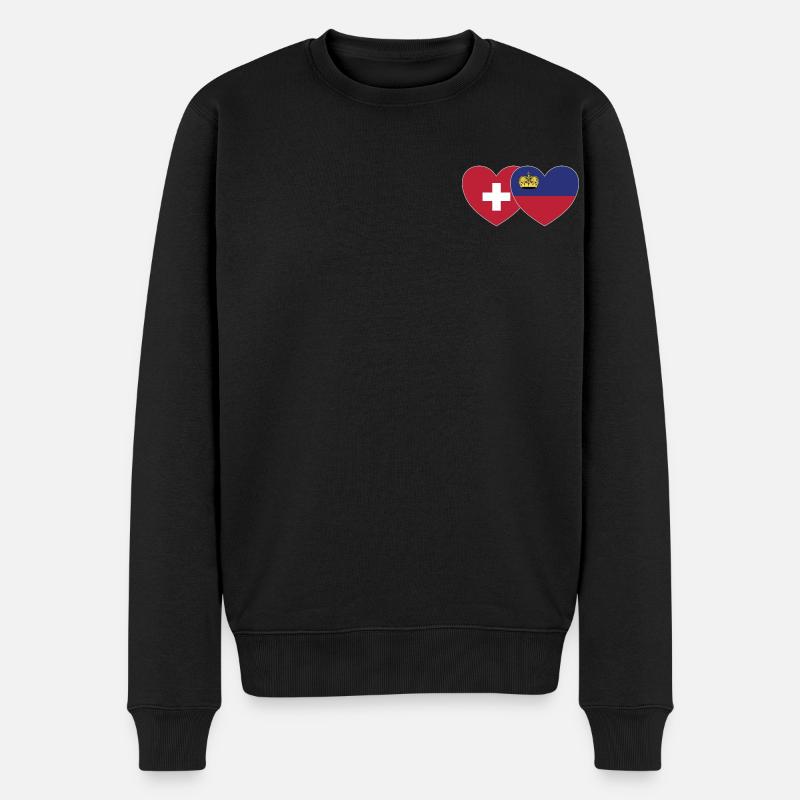 Suisse Liechtenstein Drapeau Coeur - Pull Premium bio Homme - noir