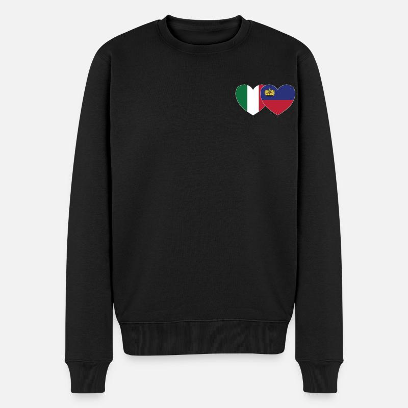 Italie Liechtenstein Drapeau Coeur - Pull Premium bio Homme - noir