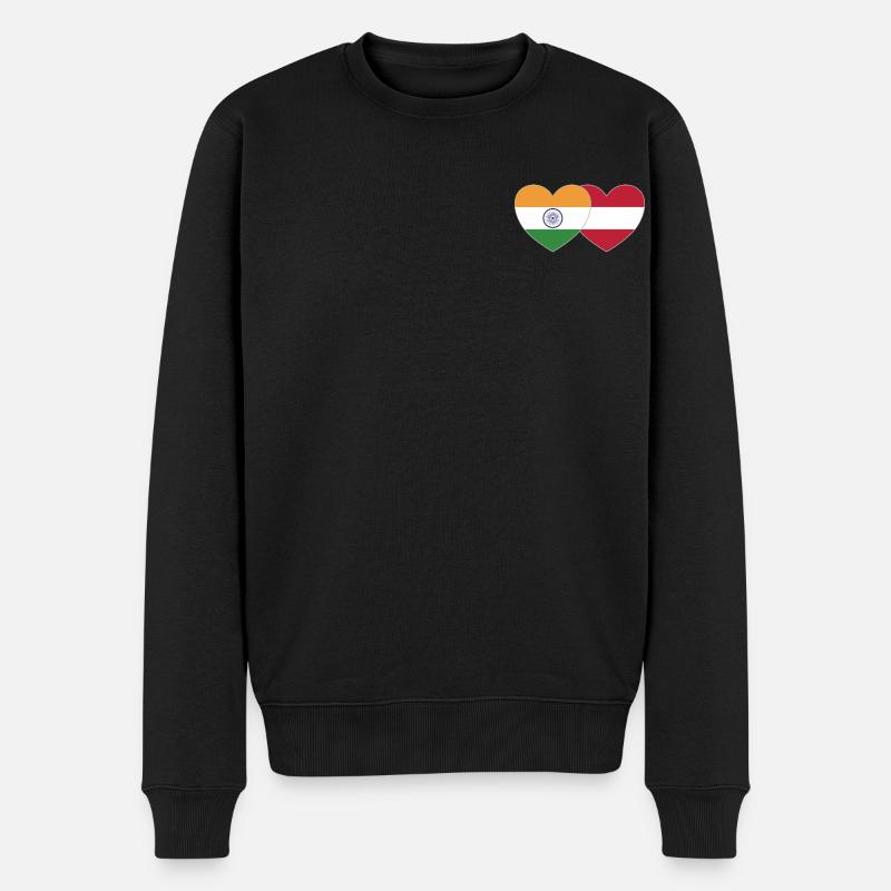 Inde Autriche Drapeau Coeur - Pull Premium bio Homme - noir