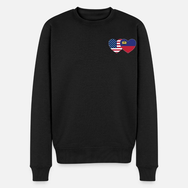 Drapeau des États-Unis Liechtenstein Cœur - Pull Premium bio Homme - noir