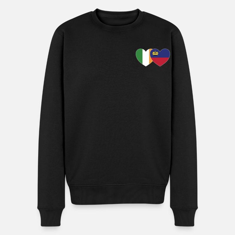 Irlande Liechtenstein Flag Heart - Pull Premium bio Homme - noir