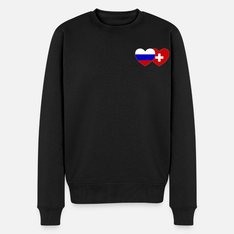 Russie Suisse Flag Coeur - Pull Premium bio Homme - noir