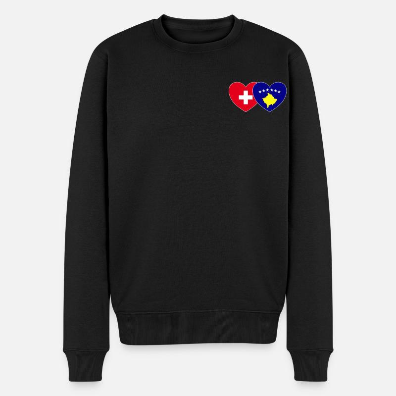 Suisse Drapeau du Kosovo Coeur - Pull Premium bio Homme - noir