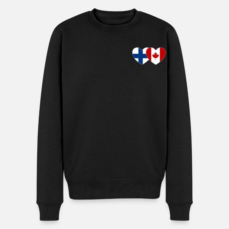 Finlande Canada Drapeau Coeur - Pull Premium bio Homme - noir