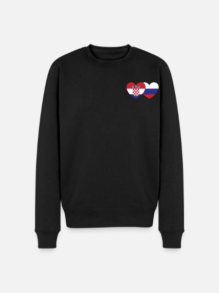 Croatia Russia Flag Heart - Men's Premium Organic Jumper - black