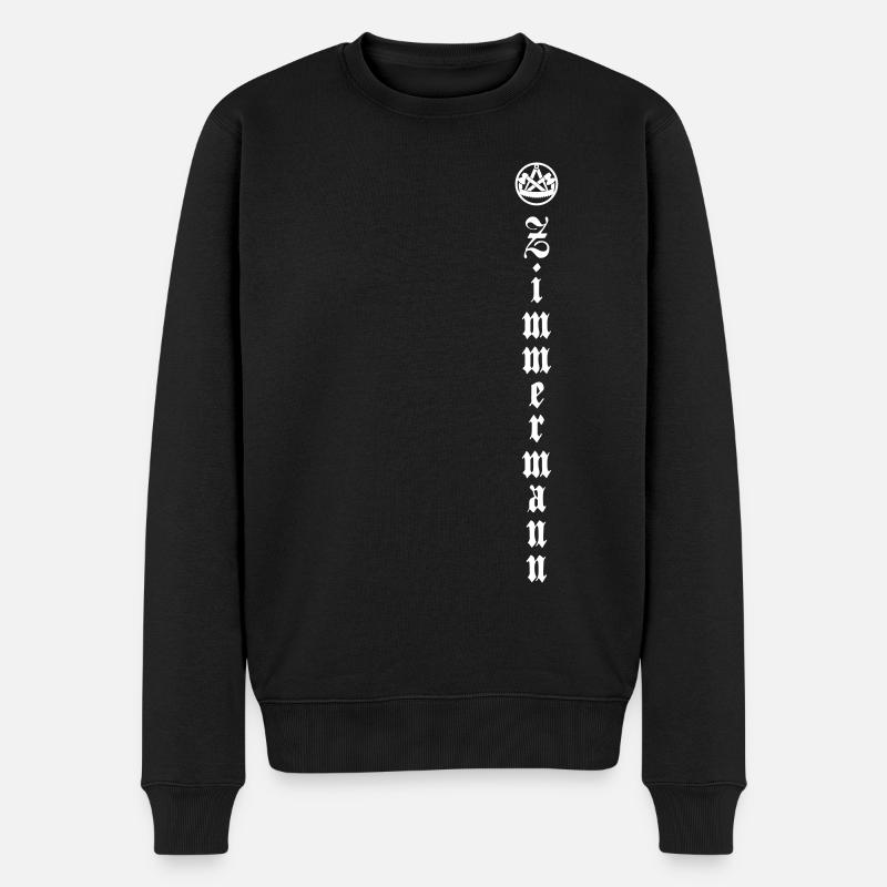 Zimmermann Symbol mit vertikaler Schrift - Männer Premium Bio Pullover - Schwarz