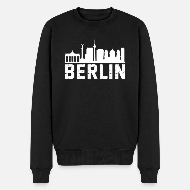Berlin Skyline - Männer Premium Bio Pullover - Schwarz