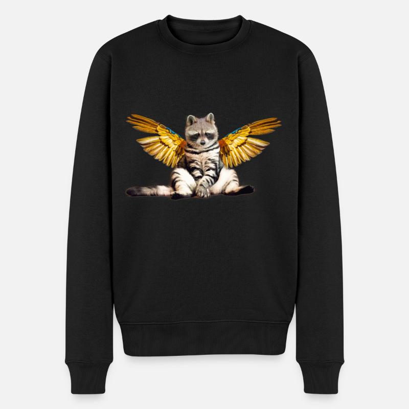 Waschbär Katze - Männer Premium Bio Pullover - Schwarz