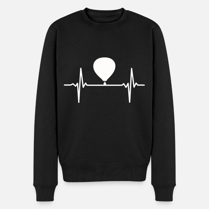 Heißluftballon Herzschlag - Männer Premium Bio Pullover - Schwarz