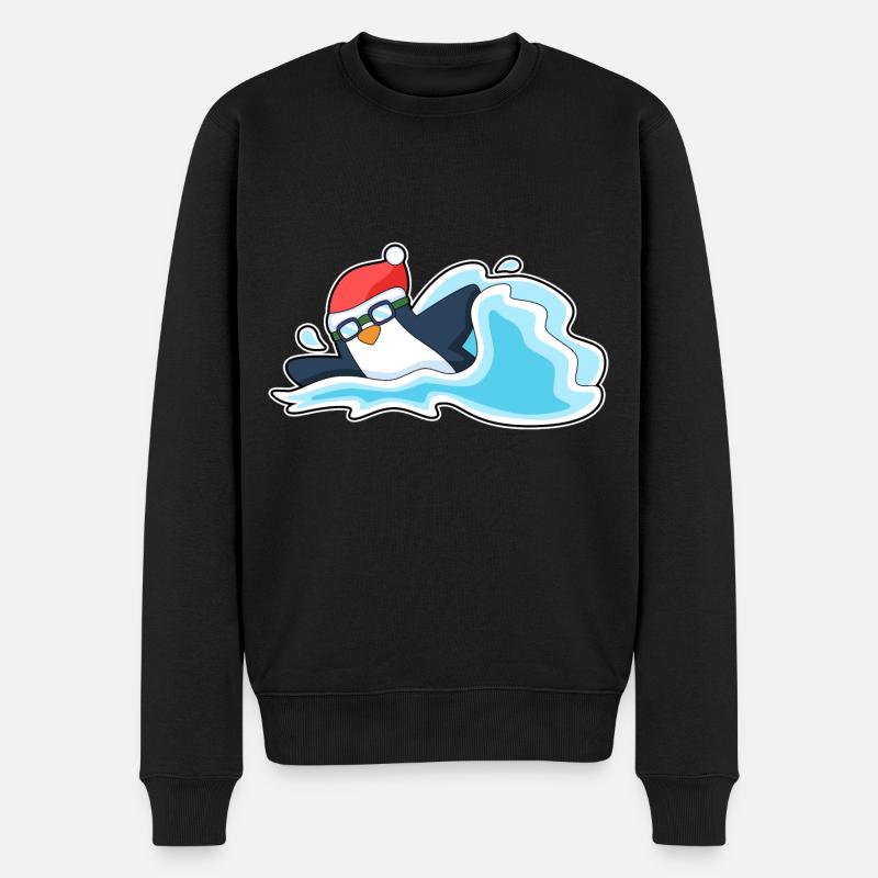 Pingouin Noël baignade - Pull Premium bio Homme - noir
