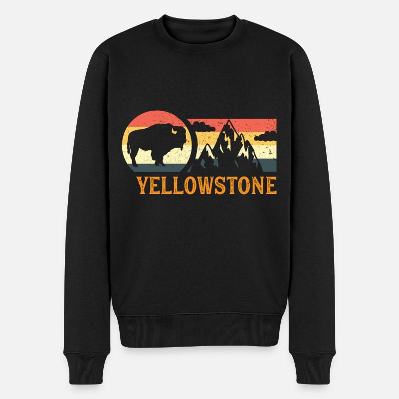Yellowstone Nationalpark Bison - Männer Premium Bio Pullover - Schwarz