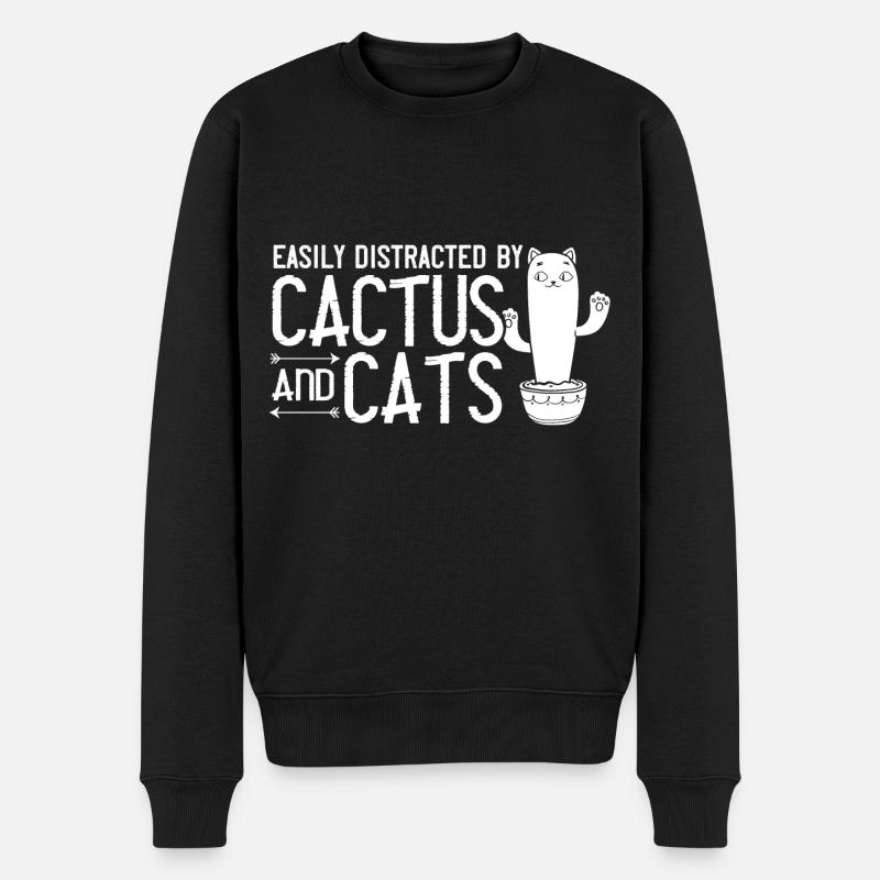 Catcus Cactus Katze Sukkulente Pflanze Kakteen - Männer Premium Bio Pullover - Schwarz