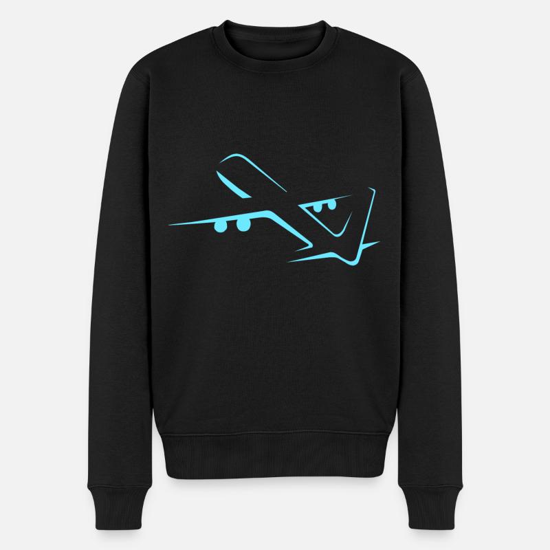 Flugzeug - Männer Premium Bio Pullover - Schwarz