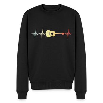 akustische Gitarre Herzschlag Puls bunt - Männer Premium Bio Pullover - Schwarz - Vorne - Nico (187cm)