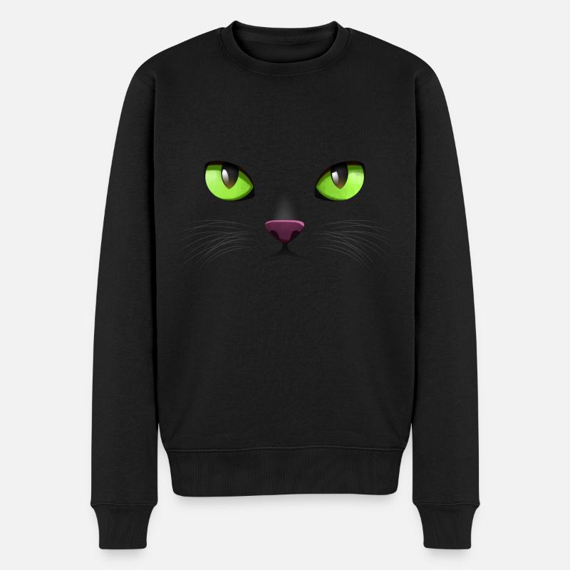 Visage de chat Yeux verts - Pull Premium bio Homme - noir