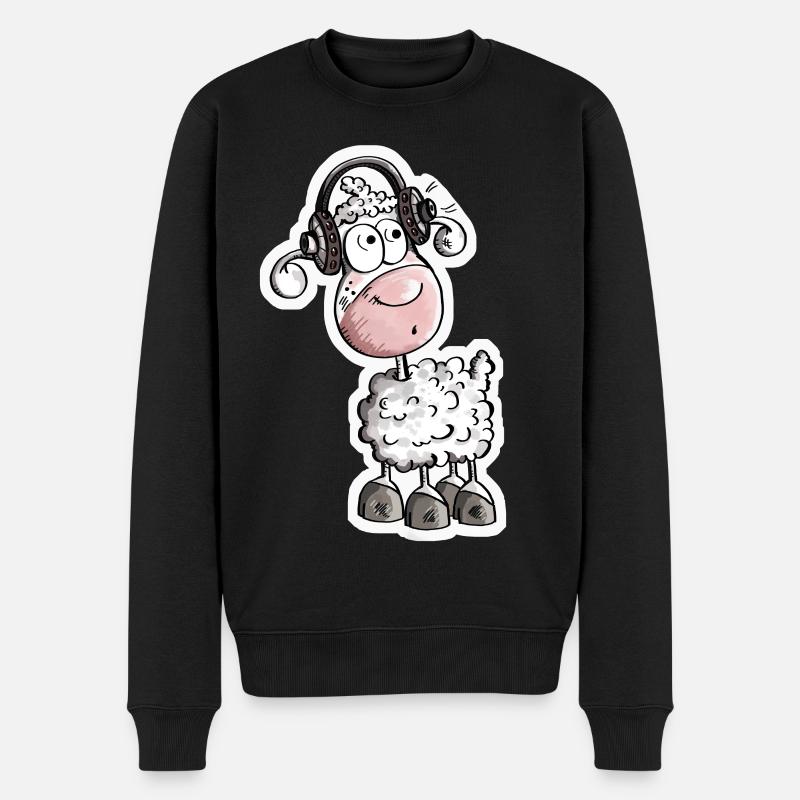 Schaf mag Musik - Schafe - Lamm - Bock - Schafbock - Männer Premium Bio Pullover - Schwarz