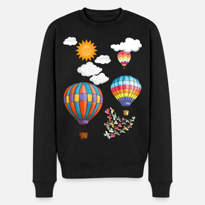 Heißluftballon - Männer Premium Bio Pullover - Schwarz