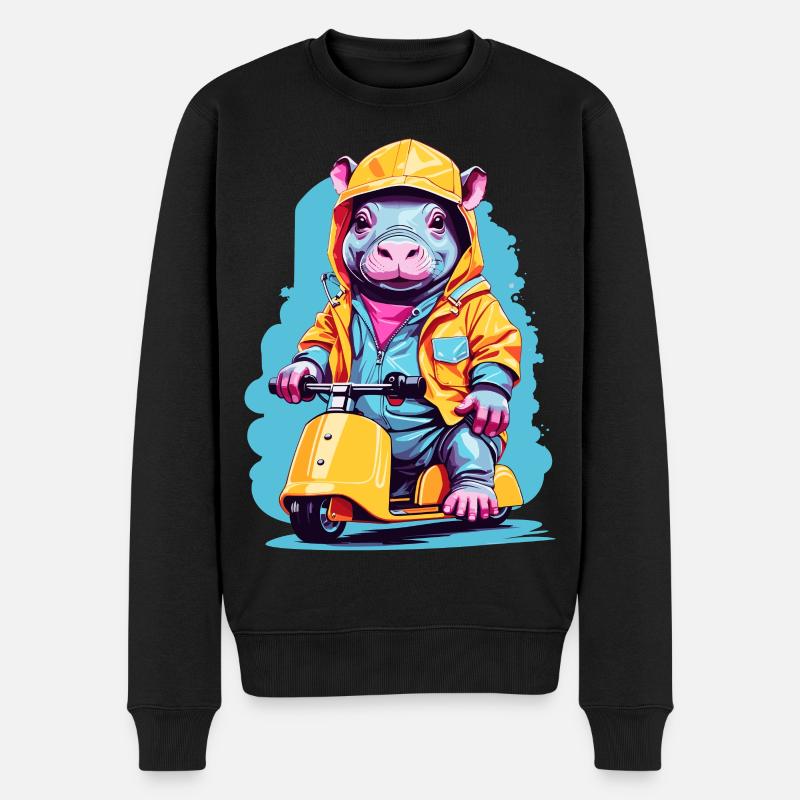 Süßes Nilpferd - Männer Premium Bio Pullover - Schwarz