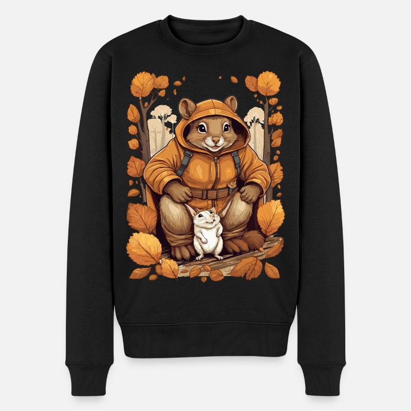 Süßes Eichhörnchen mit Maus - Männer Premium Bio Pullover - Schwarz