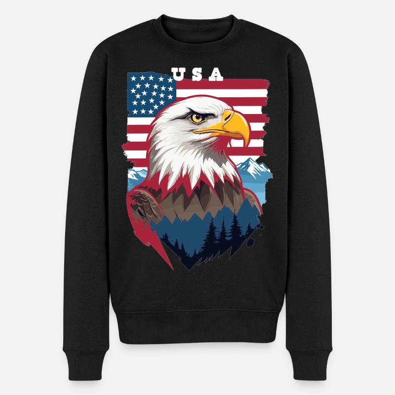 Weißkopfseeadler - Männer Premium Bio Pullover - Schwarz