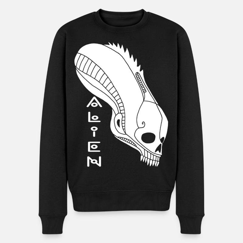 Weißer Alien-Schädel - Männer Premium Bio Pullover - Schwarz