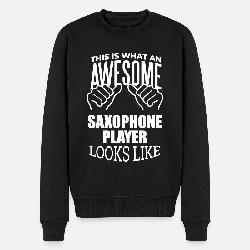 Saxophon - Männer Premium Bio Pullover - Schwarz