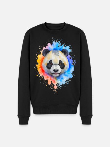 Wasserfarben Panda Splash - Männer Premium Bio Pullover - Schwarz