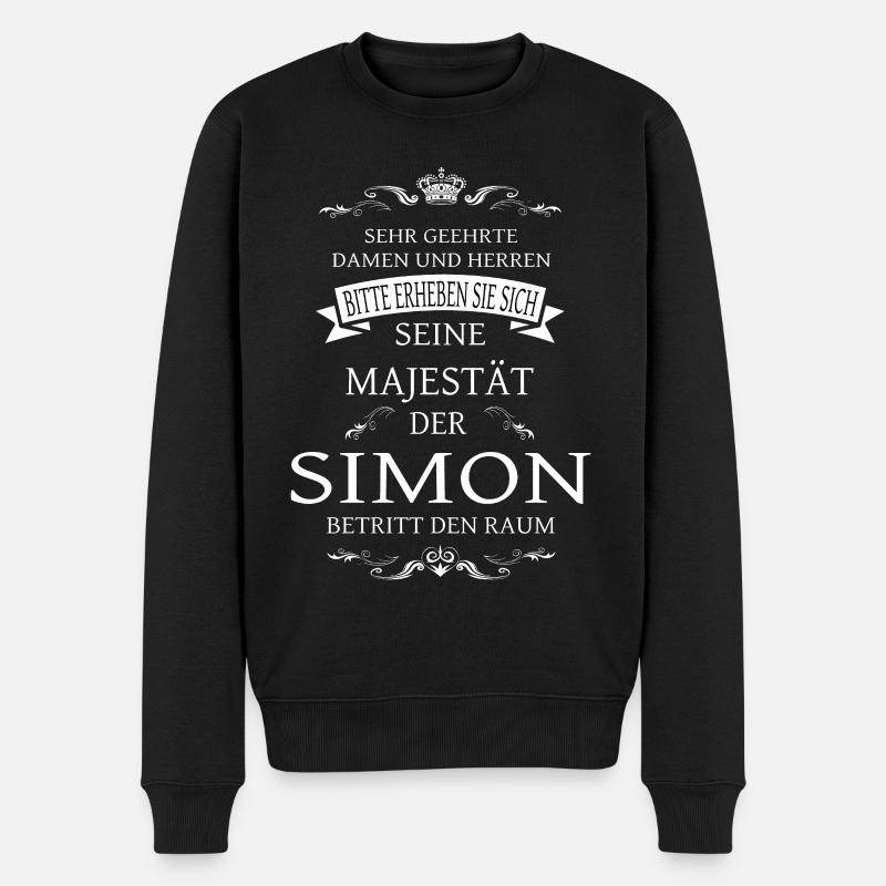 Seine Majestät der Simon betritt den Raum - Männer Premium Bio Pullover - Schwarz