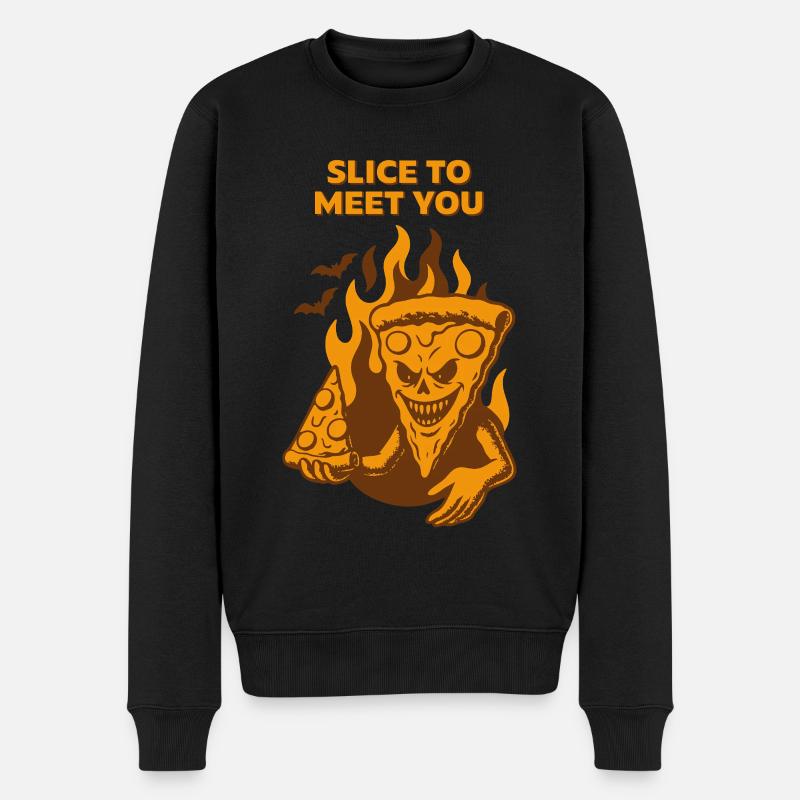 Teuflische Pizza - Slice to meet you - Männer Premium Bio Pullover - Schwarz