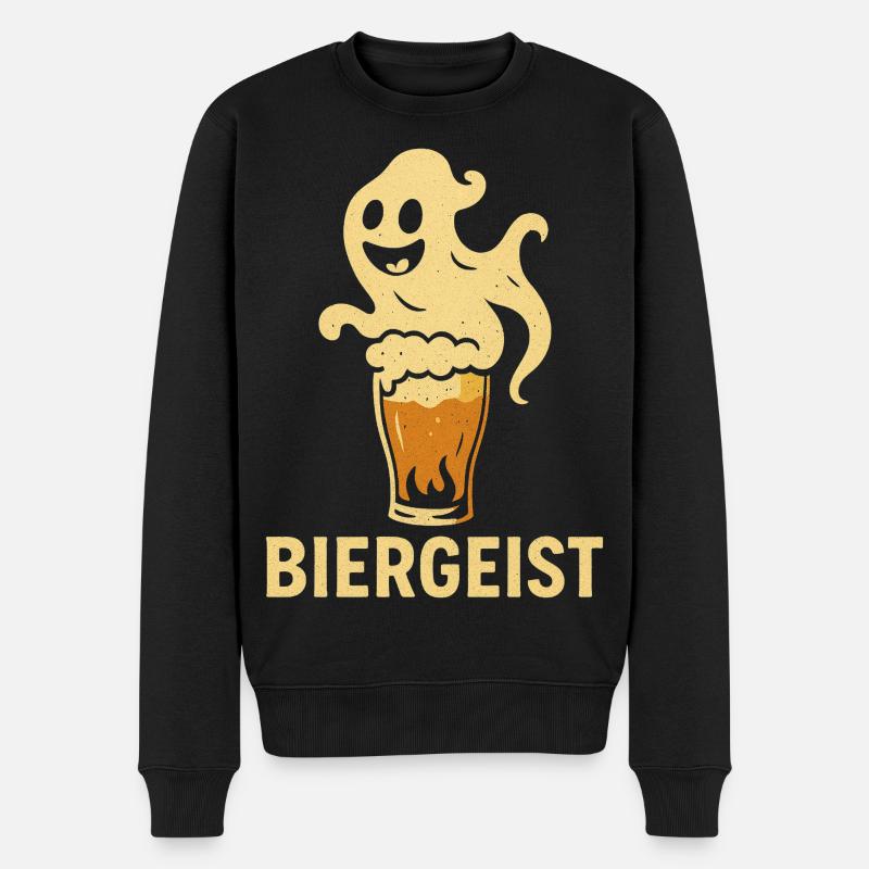 Biergeist lustiger Spruch - Happy Halloween - Männer Premium Bio Pullover - Schwarz