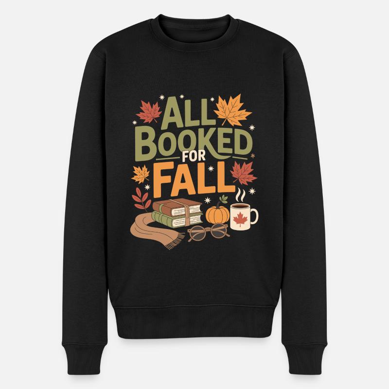 All Booked for Fall - Männer Premium Bio Pullover - Schwarz