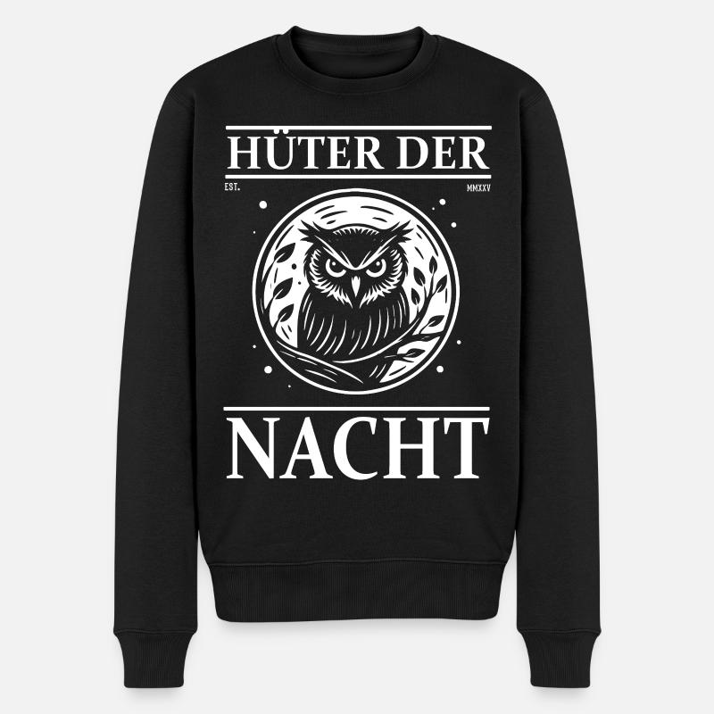 Eulen Design – Hüter der Nacht - Männer Premium Bio Pullover - Schwarz