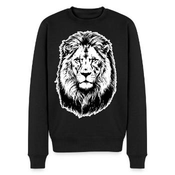 Portrait Lion Roi de la Savane - Pull Premium bio Homme - noir - Devant - Nico (187cm)