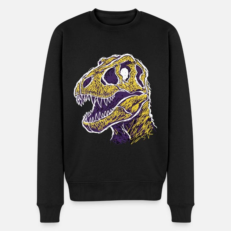 Crâne de T-Rex Dinosaure Artistique - Pull Premium bio Homme - noir